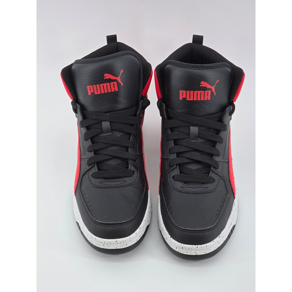 Puma Rebound Joy Speckle Men 11.5 Black Red High Top Basketball Shoes NWOT New